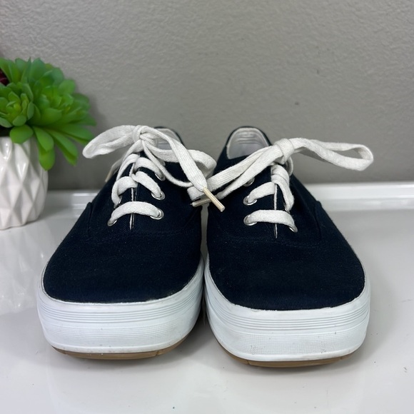 Ked’s Stretch Platform Sneaker 5.5 Classic Navy Lace Up Square Box Toe - Picture 2 of 10